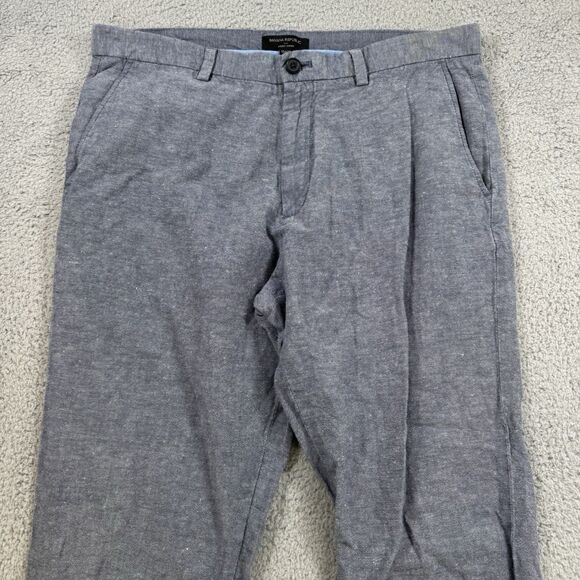 Banana Republic Pants Mens 35x28 Blue Linen Blend Aiden Slim Fit Chino Preppy - Picture 2 of 11